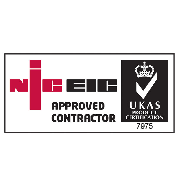 Logo and link to NIC EIC showing that we are approved electricians in Hinckley, Leicester, Leicestershire