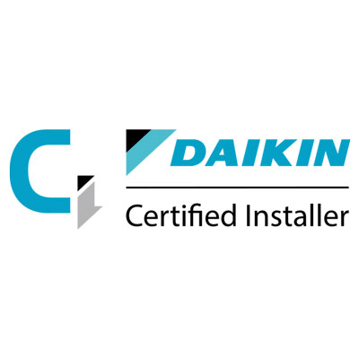 Logo and link showing we are accredited suppliers, service engineers and air conditioning installers for Daikin. Includes heating and ventilation installation engineers